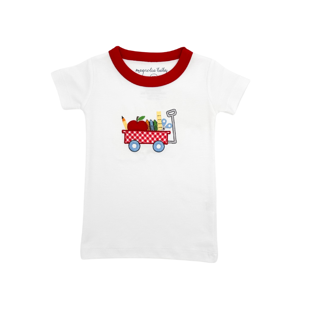 School Wagon Applique Short Pajamas