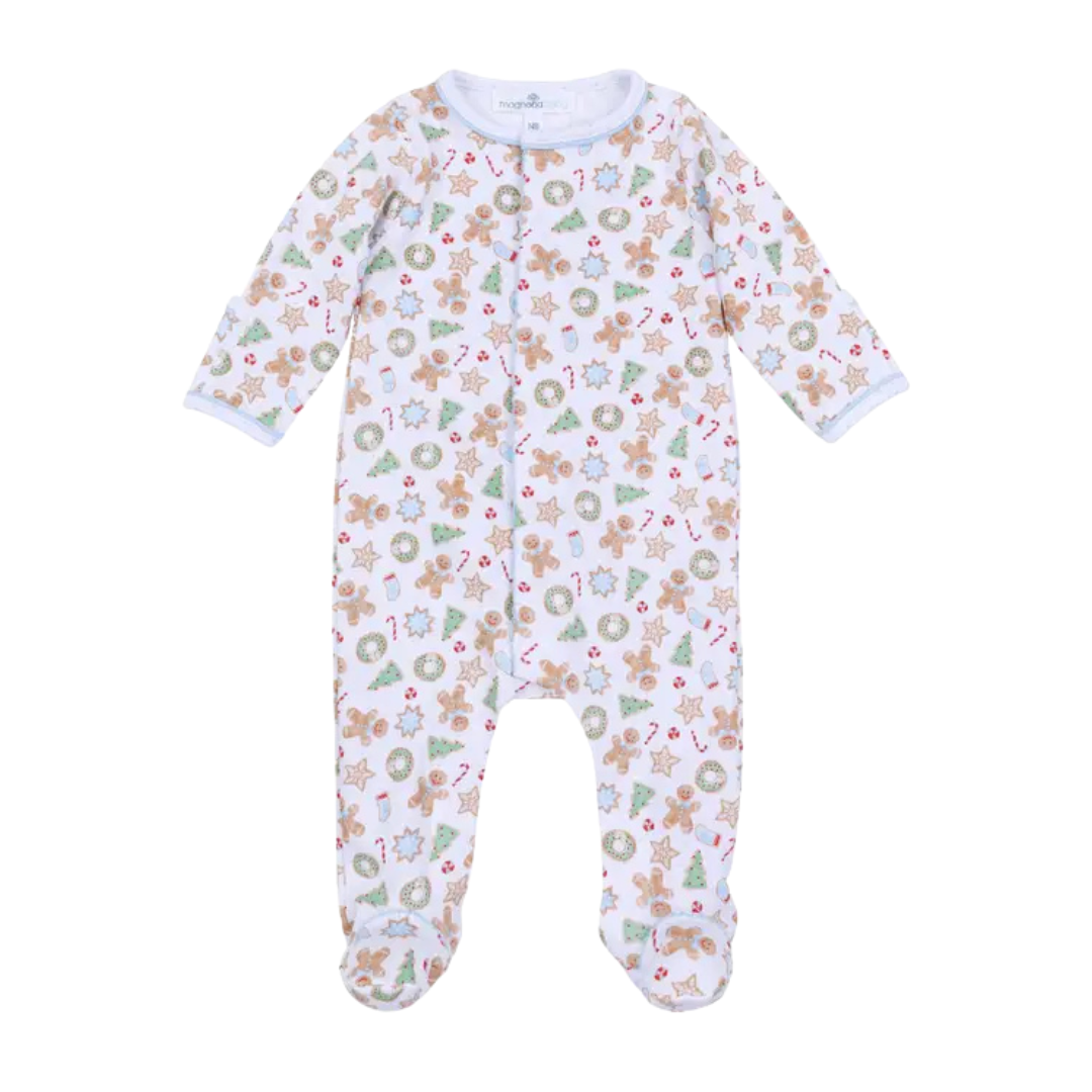 Frosted Wonderland Printed Zipper Footie - Light Blue