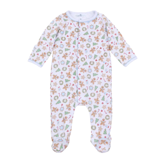 Frosted Wonderland Printed Zipper Footie - Light Blue