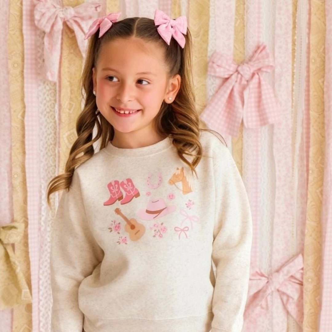 Pink Bandana Western Bow Clip Set