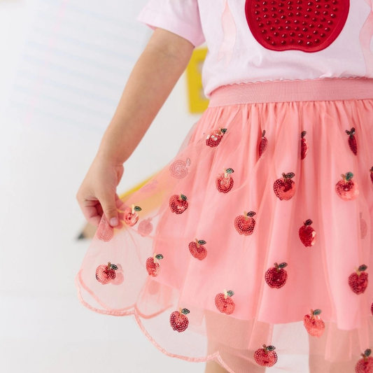 Apple Sequin Scalloped Tutu