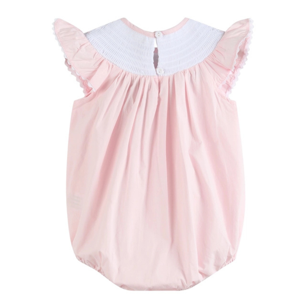 Pink Strawberry Vine Smocked Romper
