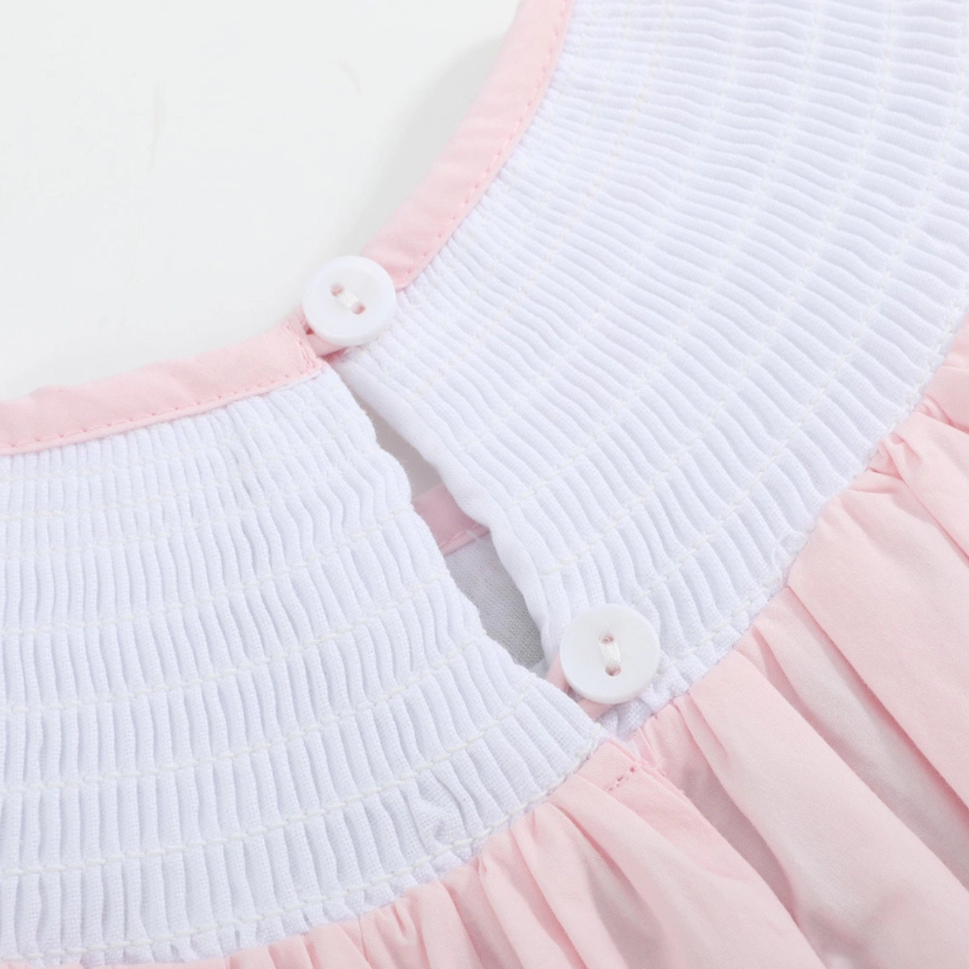Pink Strawberry Vine Smocked Romper