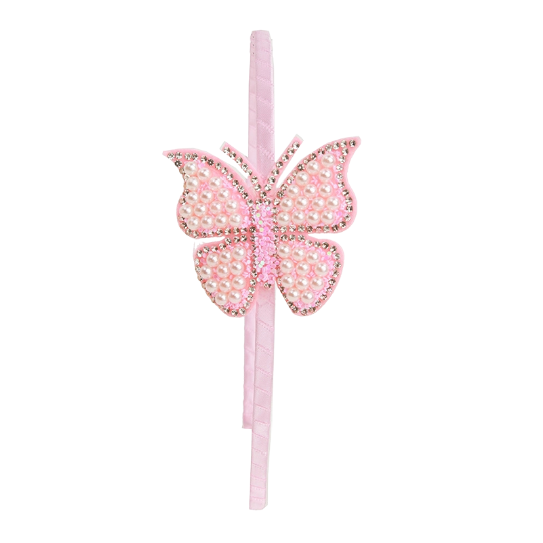 Pearl Butterfly Headband - Pink