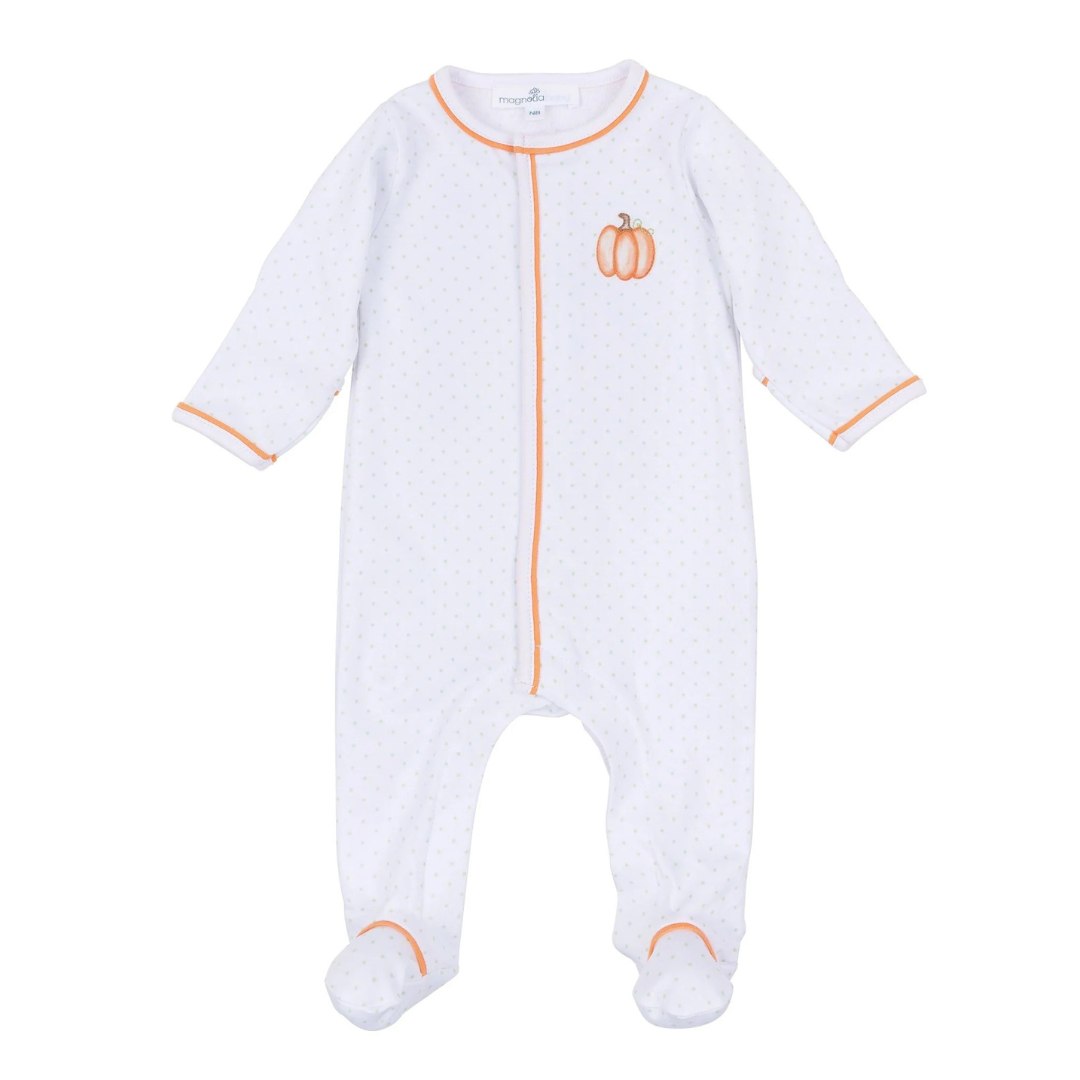 Baby Pumpkin Hand-Embroidered Footie