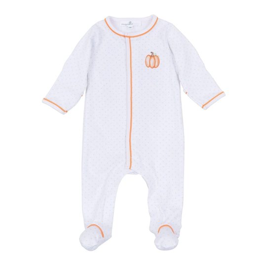Baby Pumpkin Hand-Embroidered Footie