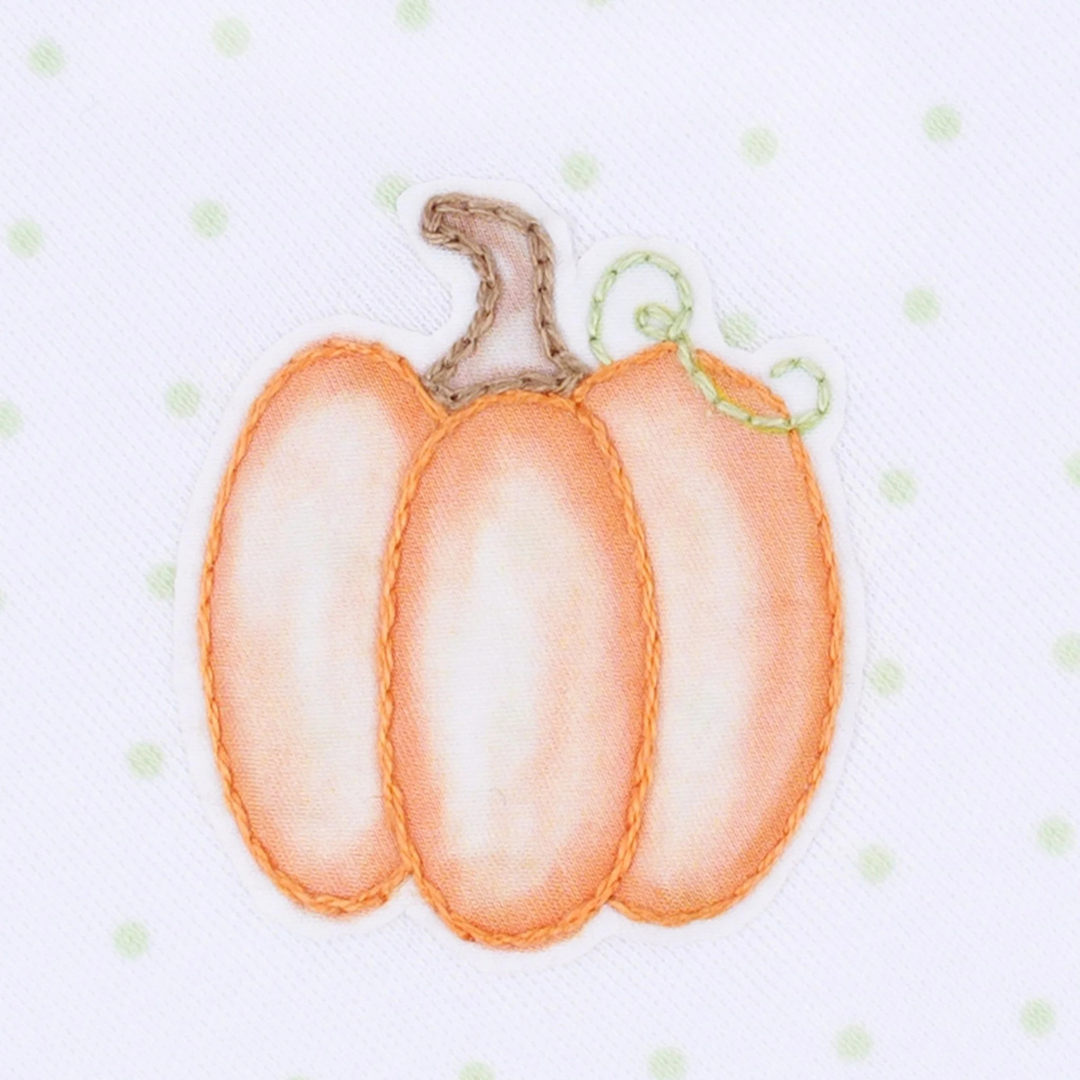 Baby Pumpkin Hand-Embroidered Footie