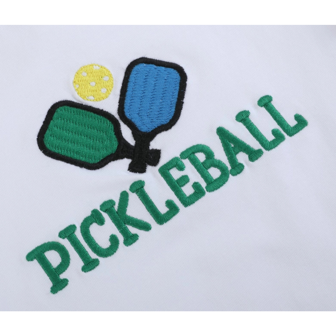 Pickleball T-Shirt and Green Gingham Shorts Set