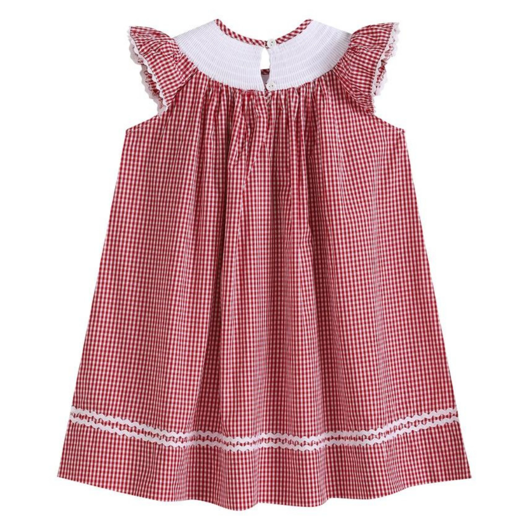 Red Gingham ABC Apple Smocked Bishop Dress