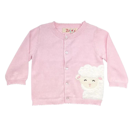 Lamb Peek-A-Boo Cardigan Sweater in Pink