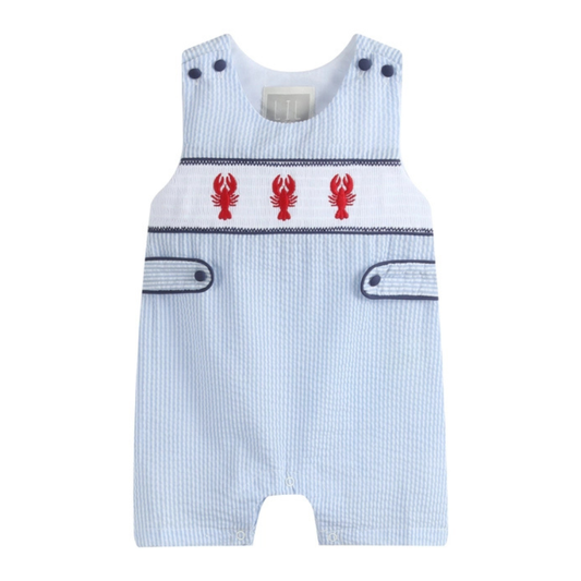 Blue Stripe Crawfish Smocked Shortalls