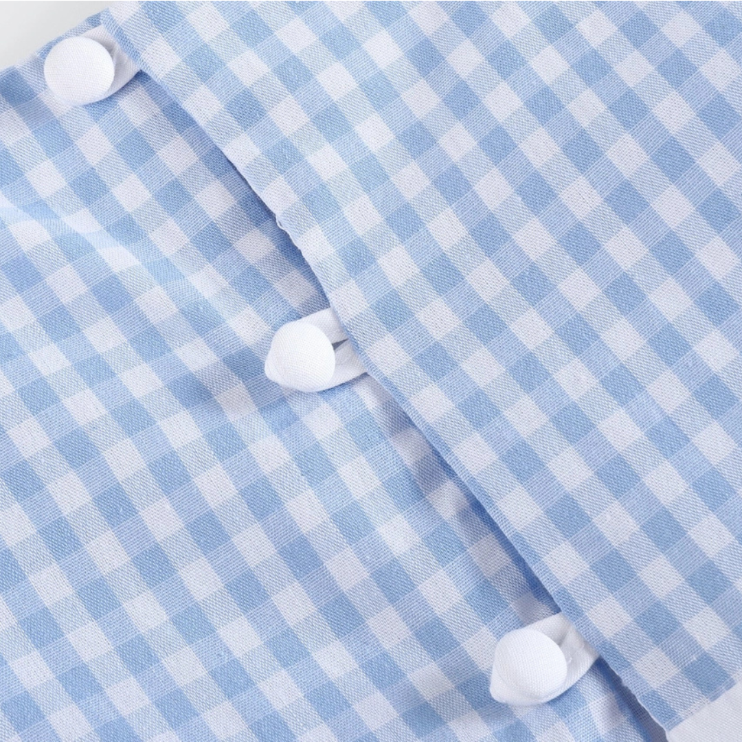 Light Blue Gingham Ruffle Bow Dress