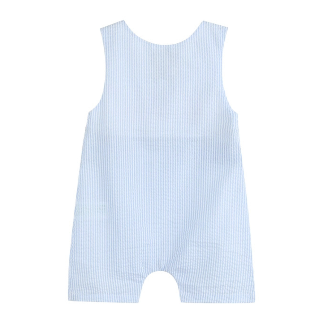 Blue Stripe Crawfish Smocked Shortalls