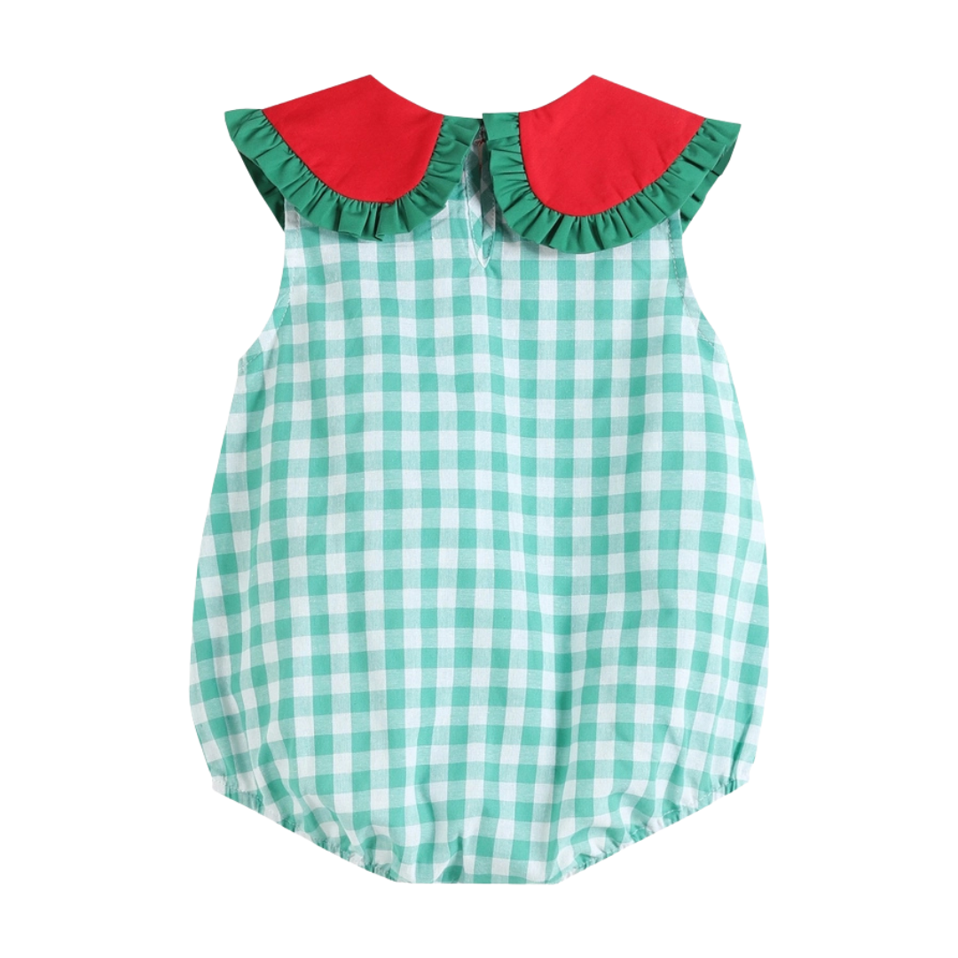 Green Gingham Watermelon Romper