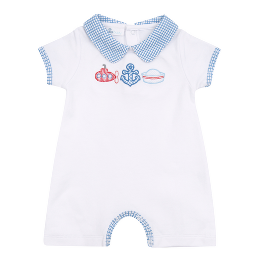 Little Skipper Applique Collared Short Playsuit