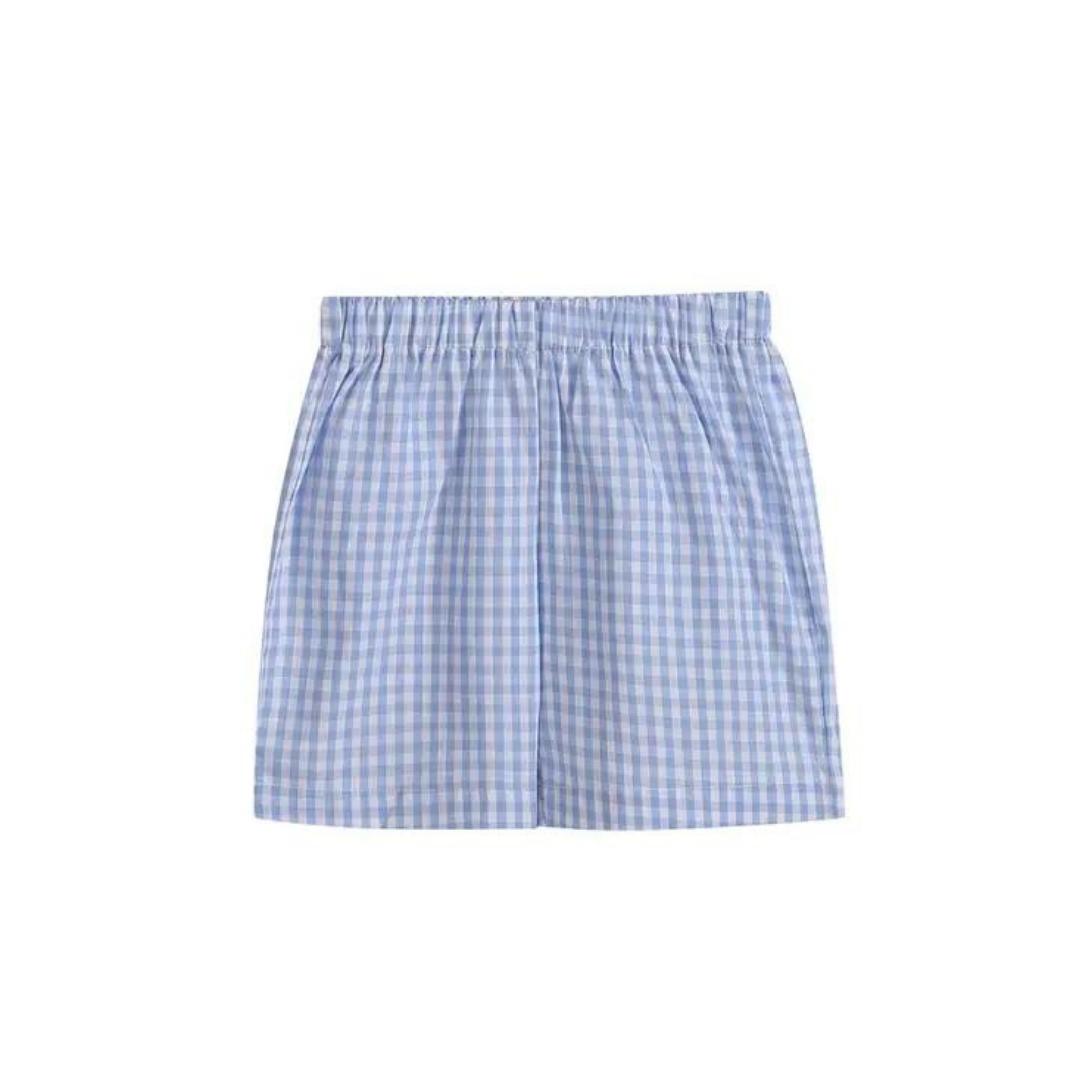 ABC Smocked Shirt and Blue Gingham Shorts Set