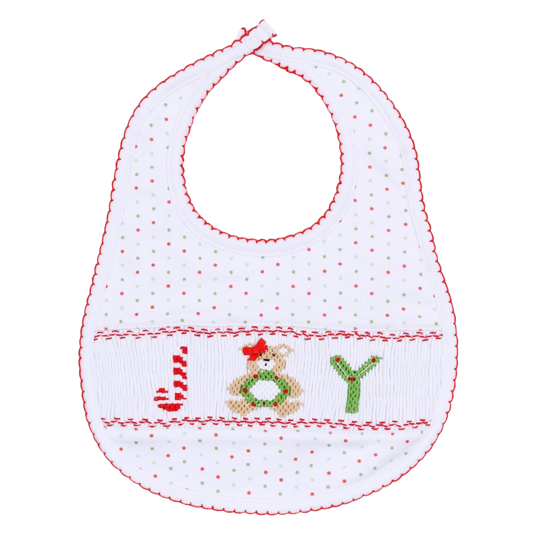 Christmas Joy Classics Smocked Bib with Bow