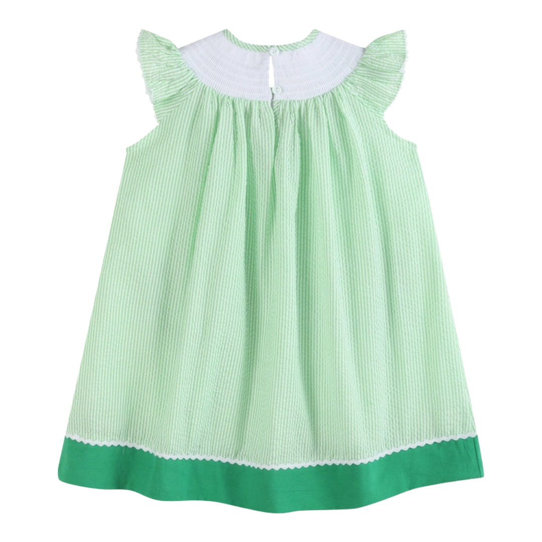 Green Seersucker Watermelon Smocked Bishop Dress Little Grasshoppers Green Seersucker Watermelon Smocked Bishop Dress Little Grasshoppers