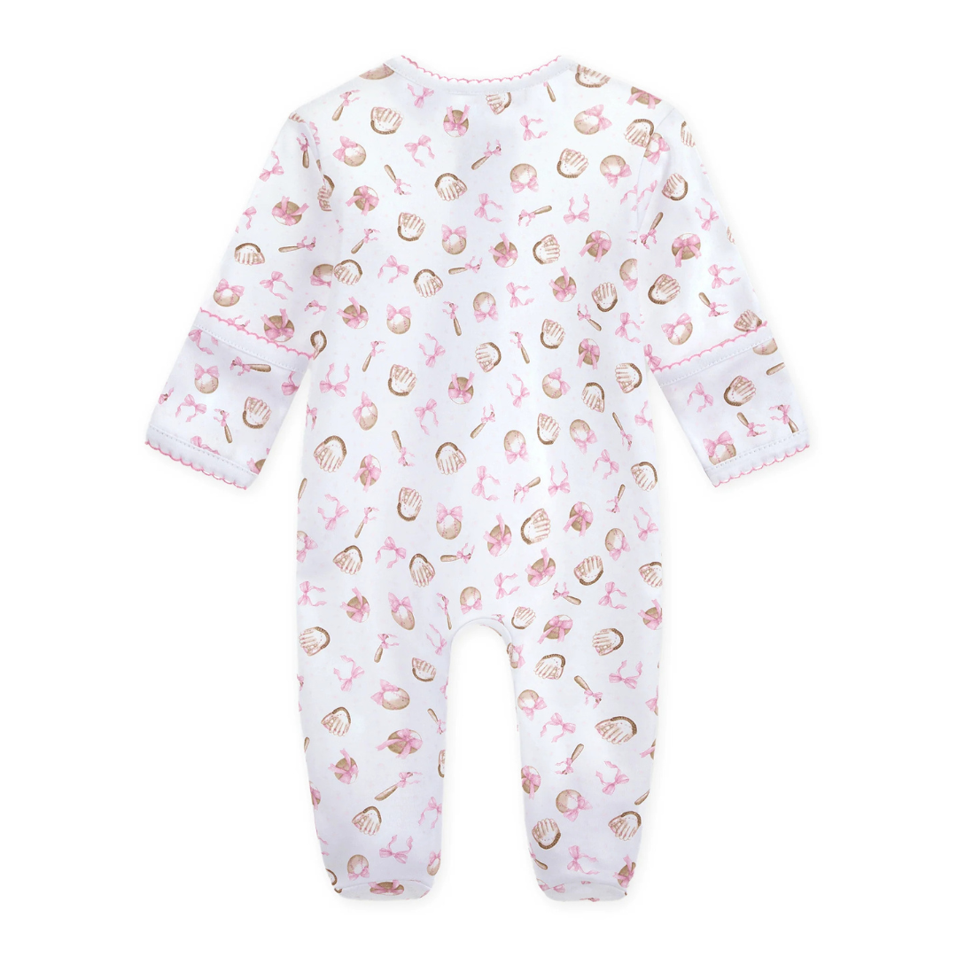 Precious Lil' Sluggers Print Zip Footie - Pink