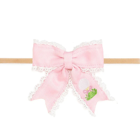 Golf Tee Embroidered Lace Bow Baby Headband