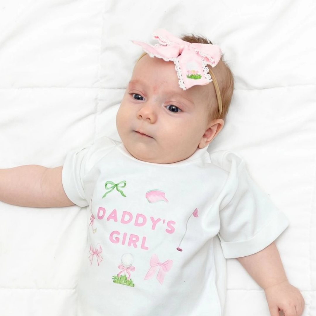 Golf Tee Embroidered Lace Bow Baby Headband