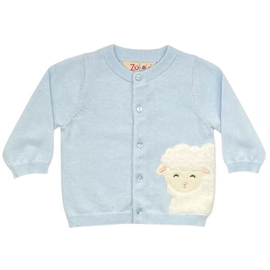 Lamb Peek-A-Boo Cardigan Sweater in Blue