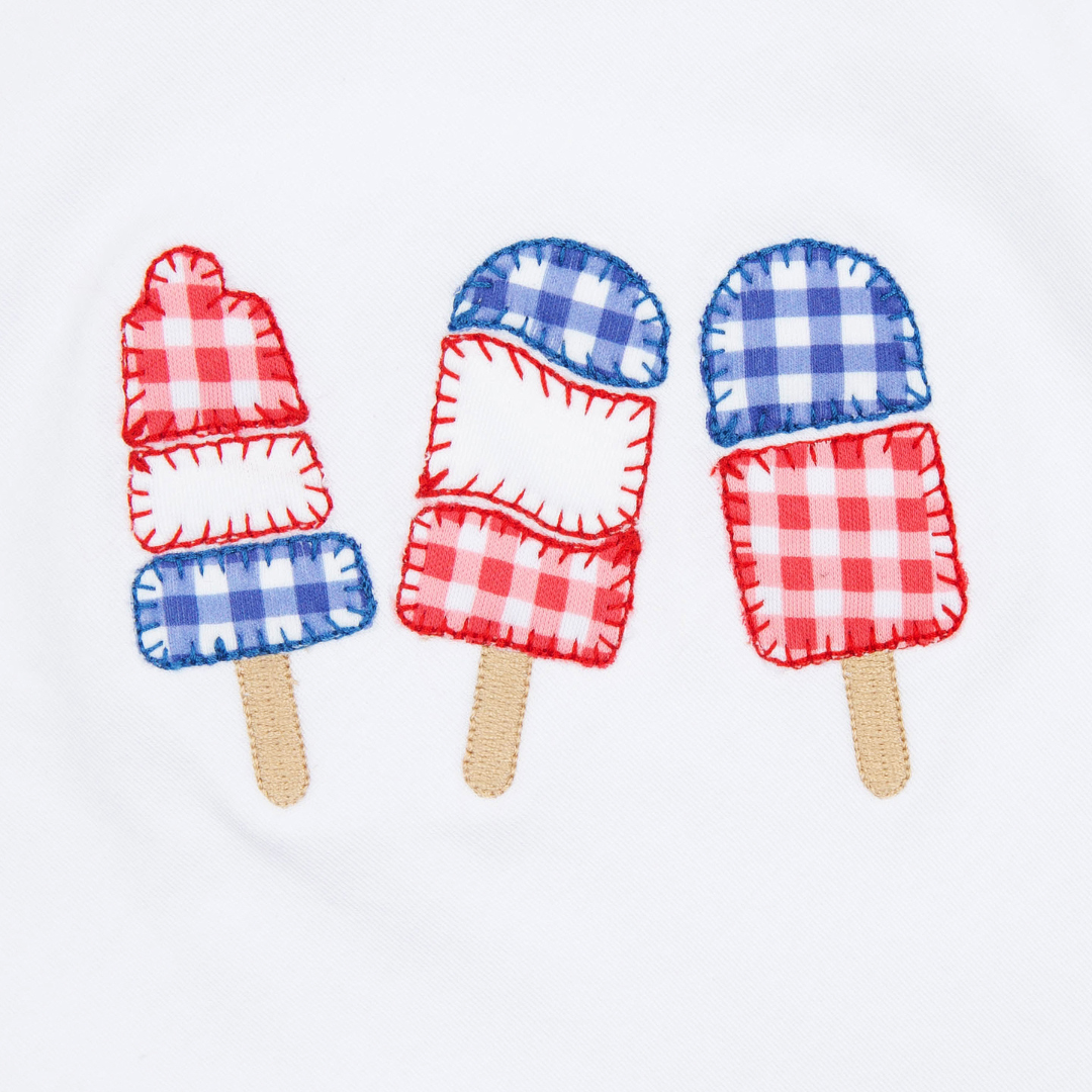 Red, White and Yum! Applique Red Ruffle Flutters Bubble