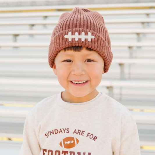 Football Lace Patch Beanie
