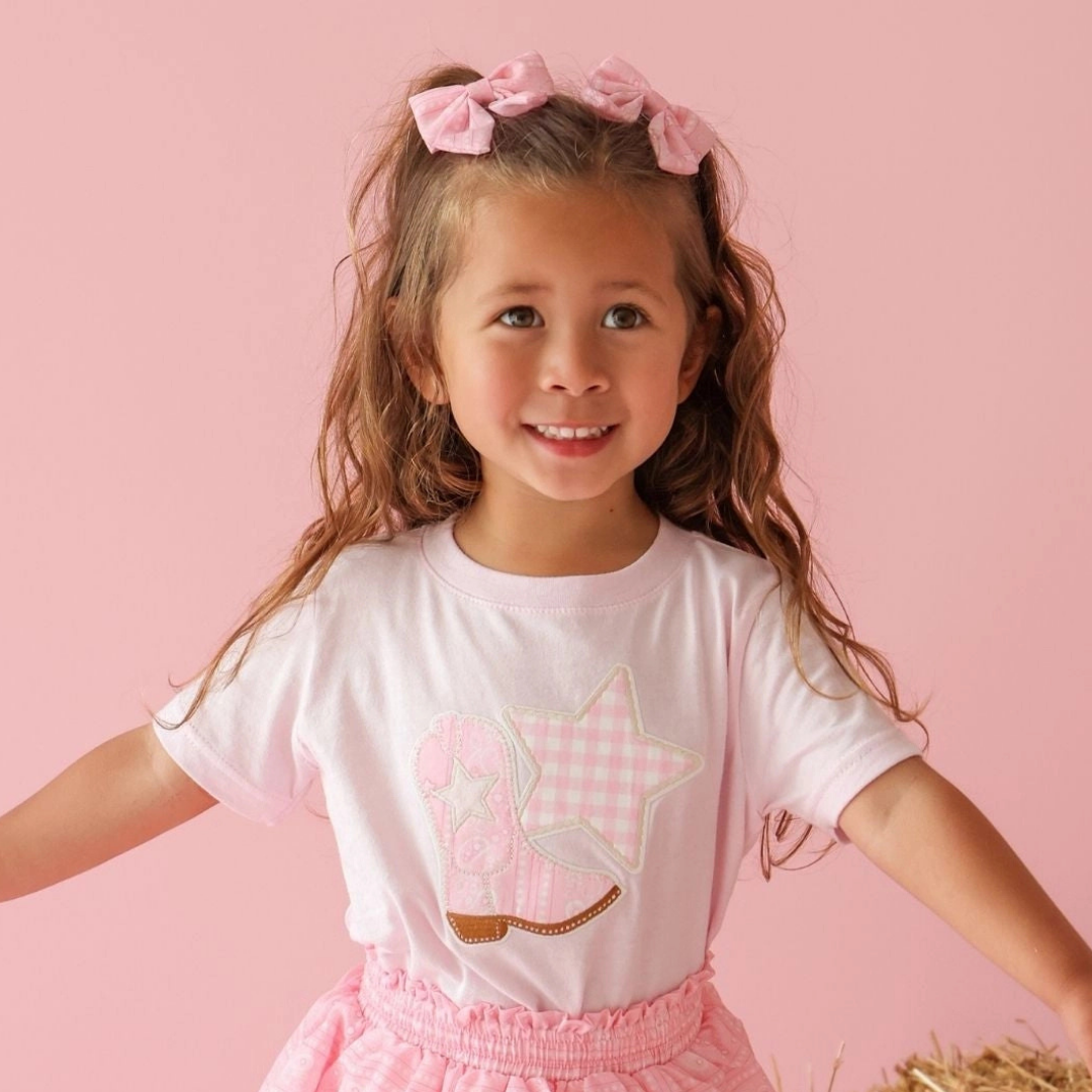 Pink Bandana Western Bow Clip Set