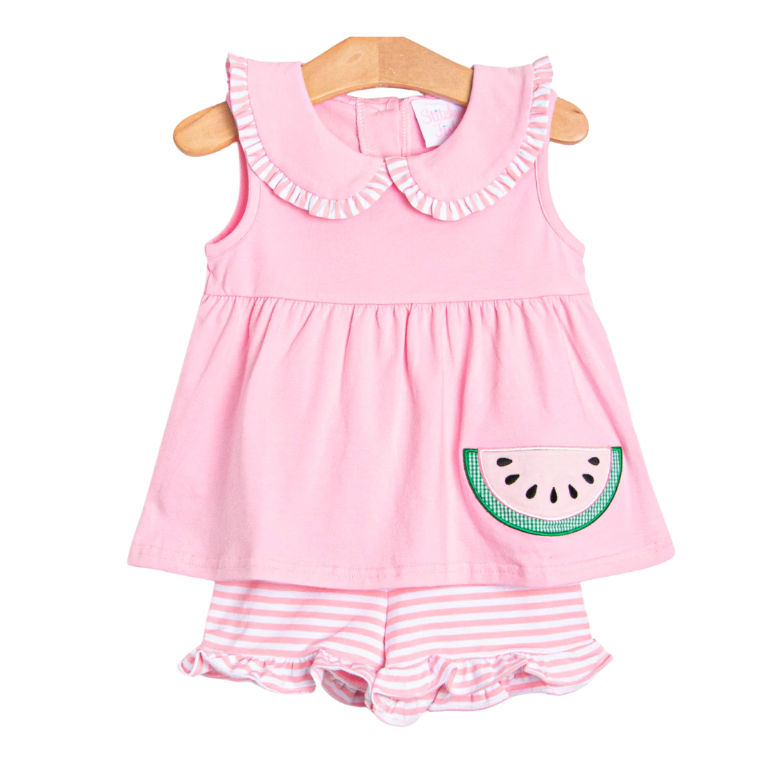 Watermelon Patch Applique Short Set