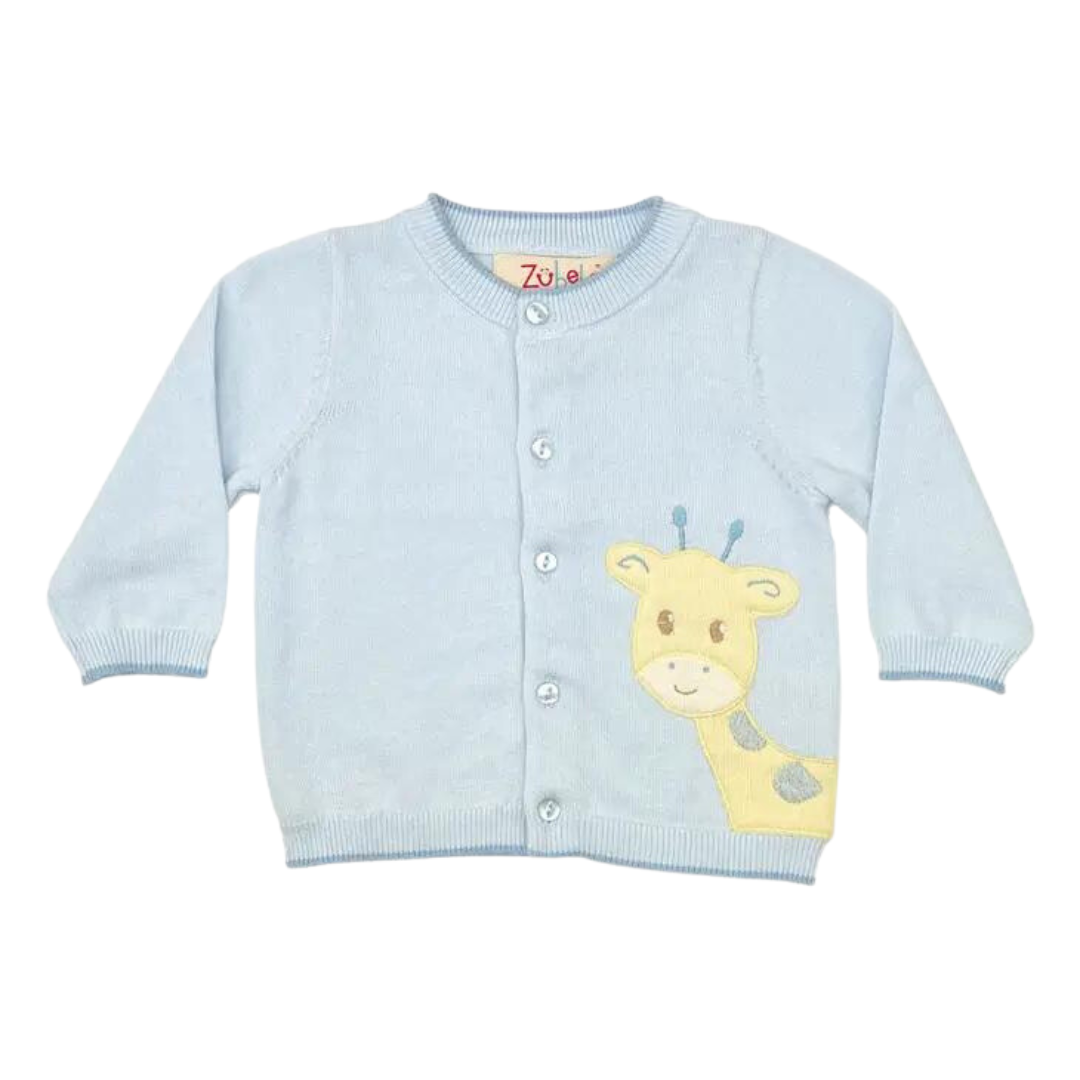 Giraffe Peek-A-Boo Cardigan Sweater in Blue
