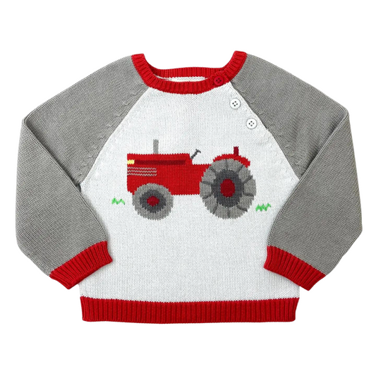 Red Tractor Knit Sweater