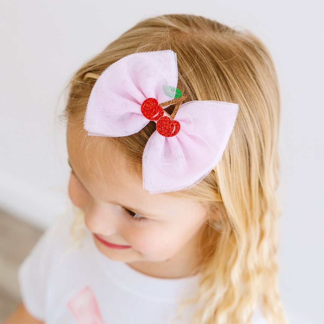 Cherry Tulle Bow Baby Headband