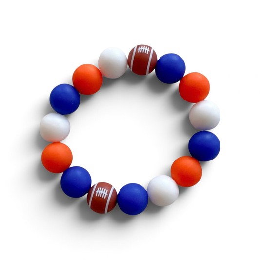 Beaded Bracelet - Orange, Blue and White Football Edition