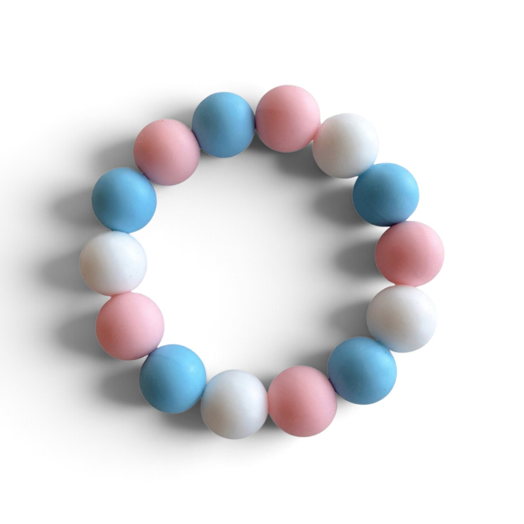 Beaded Bracelet - Pink, White and Blue