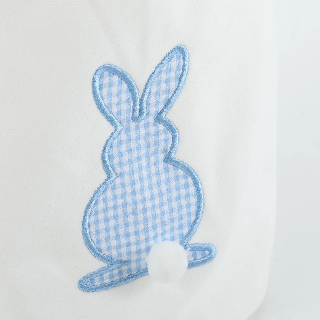 Blue Gingham Easter Bunny Basket