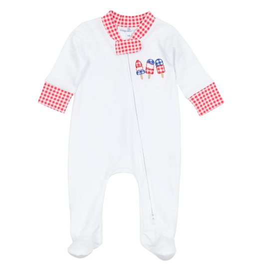Red, White and Yum! Applique Red Zipper Footie