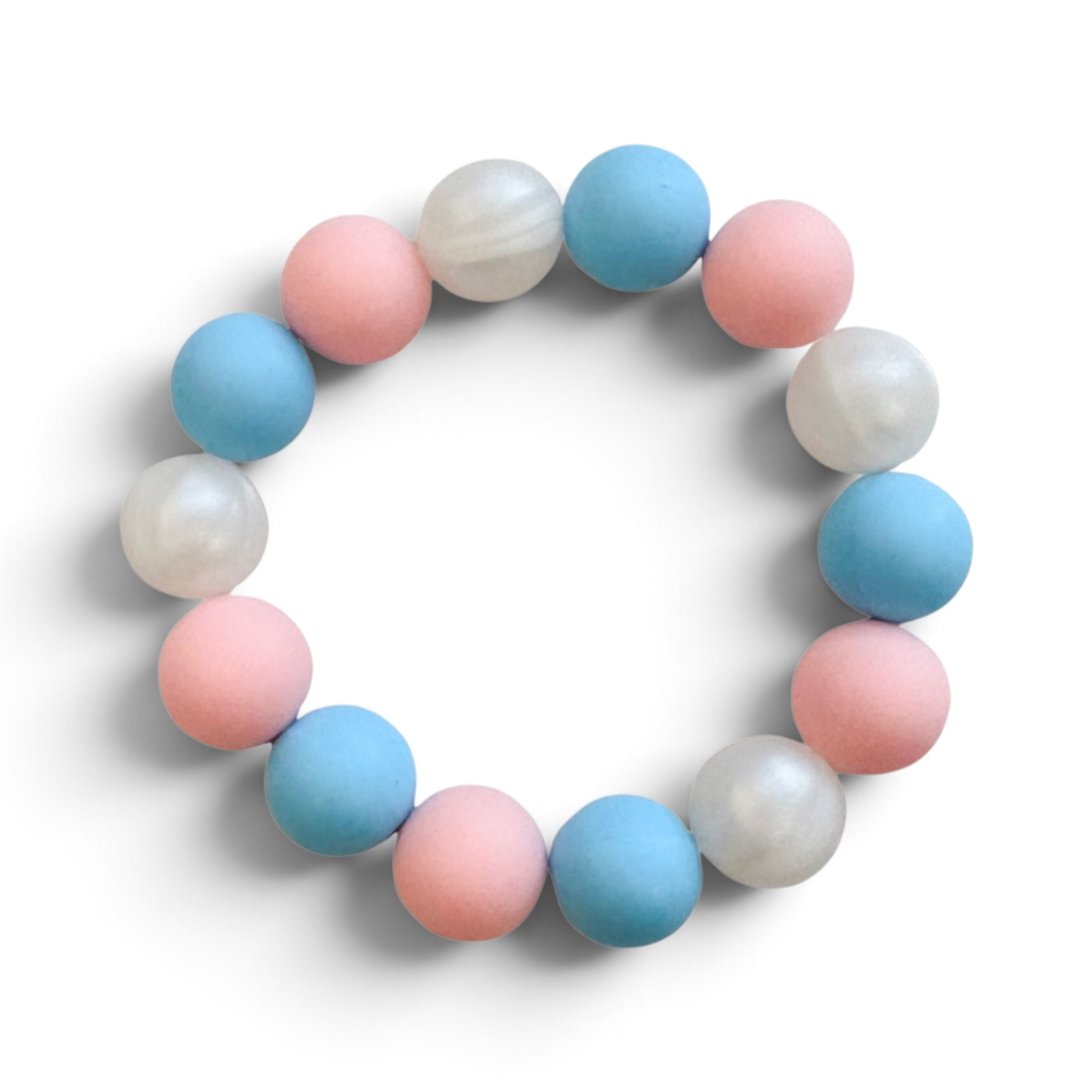 Beaded Bracelet - Pink, Pearly White and Blue