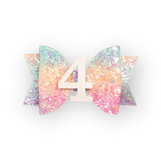 Pastel Rainbow Birthday Hair Clip - Age Four