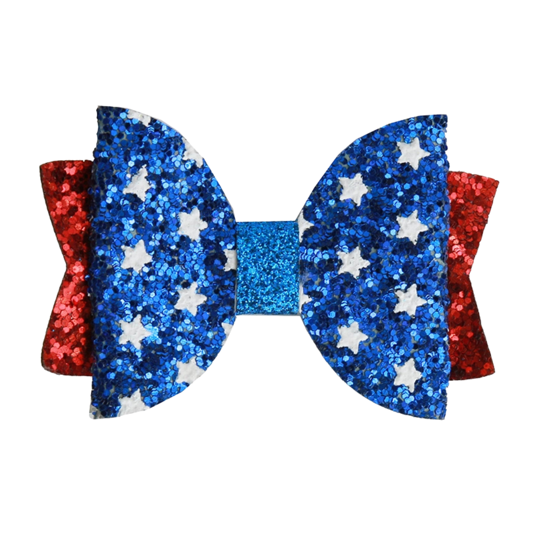 Red, White and Blue Bow Clip