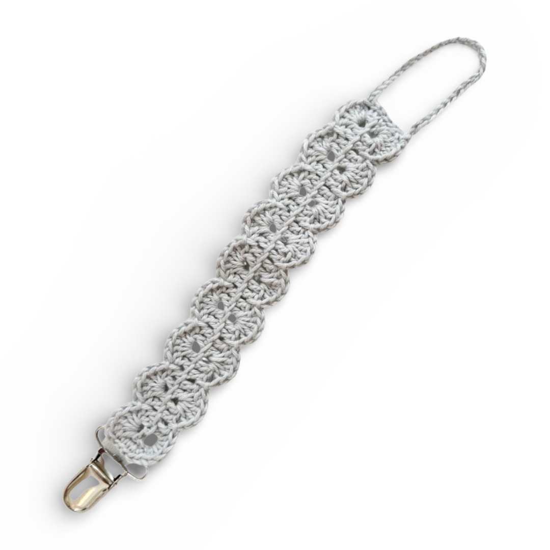 Bailey Pacifier Clip - Light Gray with Silver Metal Clip