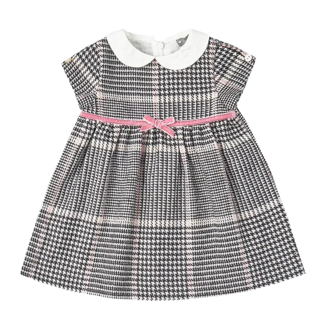 Gray and Pink Houndstooth Dress