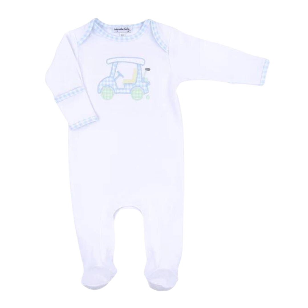 Little Caddie Applique Blue Lap Footie