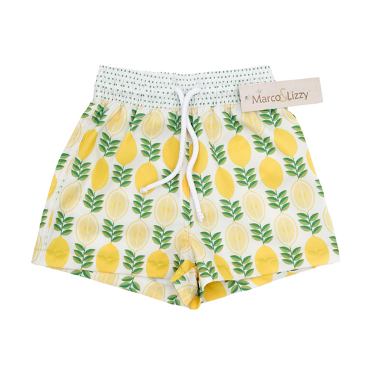 Lemon Print Swimsuit Trunks