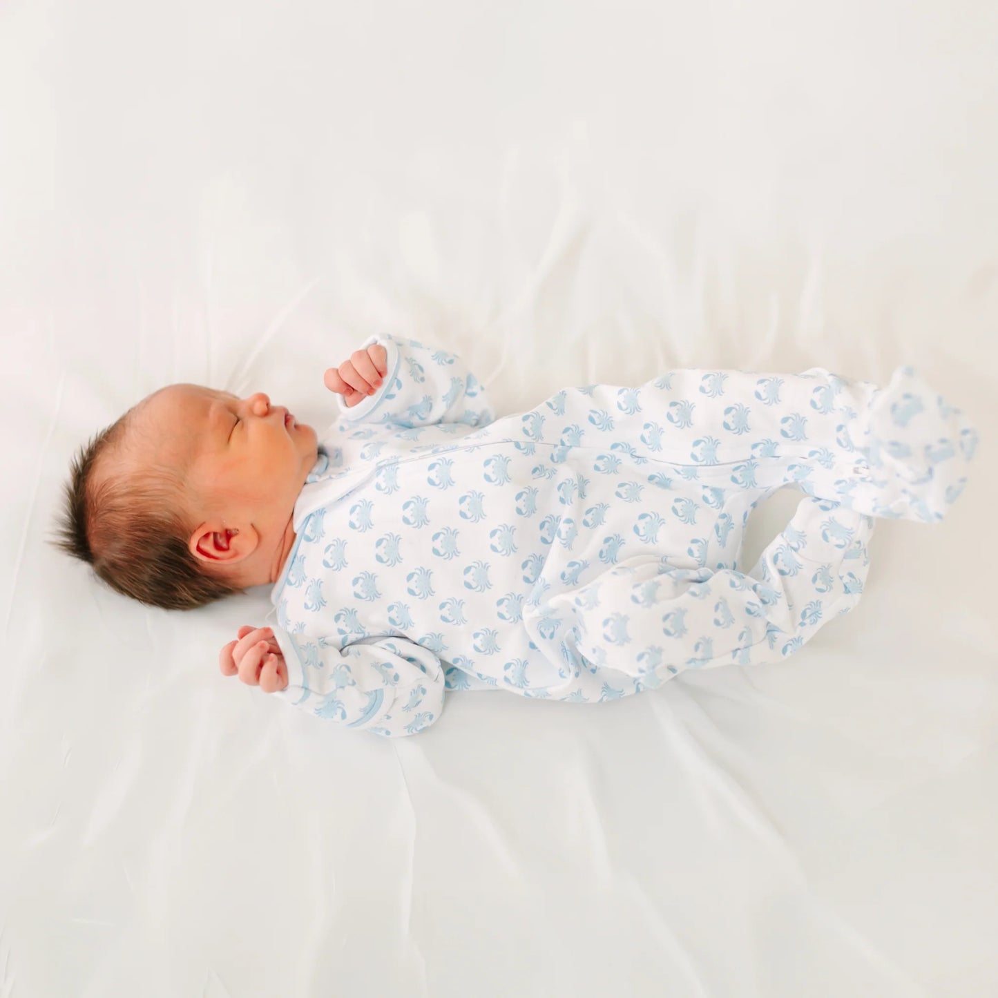 Little Crawlers Light Blue Print Zip Footie