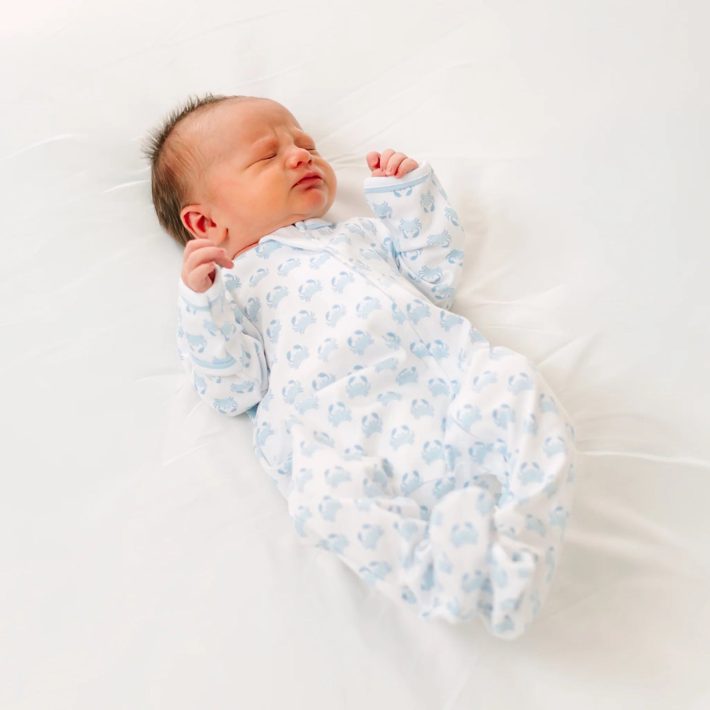Little Crawlers Light Blue Print Zip Footie