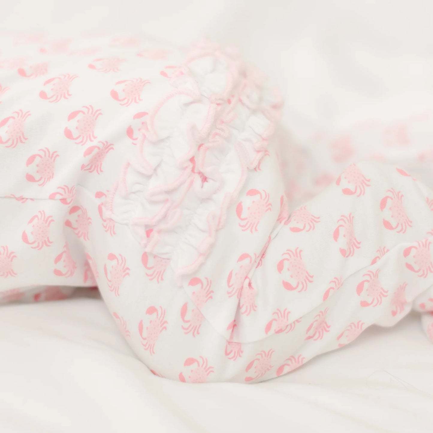 Little Crawlers Pink Print Ruffle Zip Footie