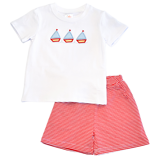 Sail's Up Applique Short Set