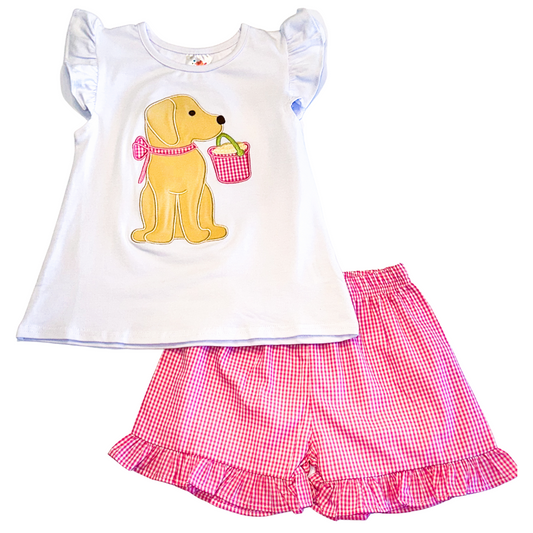 Pups and Pails Applique Ruffle Short Set