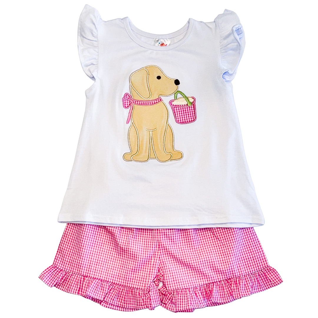 Pups and Pails Applique Ruffle Short Set